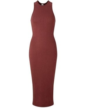 NUMBAT Lena Ribbed Fitted Midi Dress Cinnamon - Red