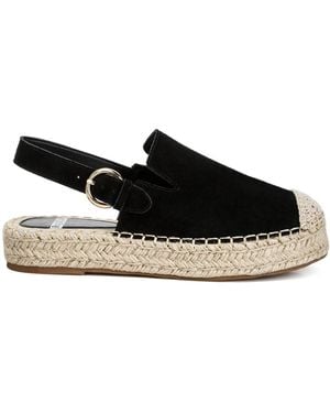 Rag & Co Affie Genuine Suede Slingback Strap Espadrilles - Black