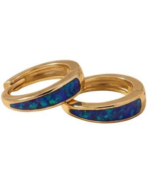 Sophelia Deep Opal Tapered Plated Huggie Hoop Earrings - Blue