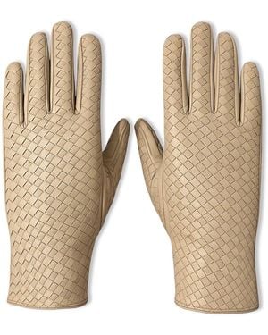London Atelier Byproduct Neutrals Woven Leather Short Gloves - Natural