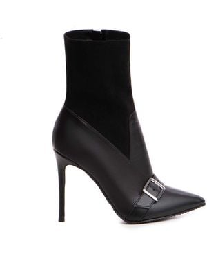 The 5Th Element Sleek Stretch Leather Ankle Boots - Black