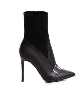 The 5Th Element Sleek Stretch Leather Ankle Boots - Black