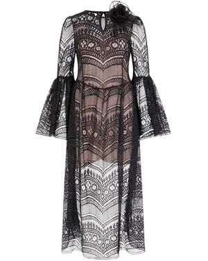 Lisa The Label Le Jardin Dahlia Dress Long - Black