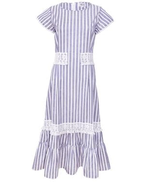 VAAI Lace Stripe Dress - Purple