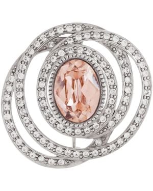 Grosse Vintage Rose & Clear Crystal Statement Brooch, Series Trésor - Metallic