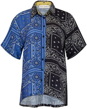 STATE OF GEORGIA Patchwork Sally Shirt Patchwork Bandana State Print/Lime - Blue