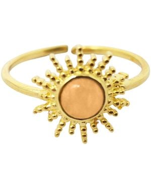 Harfi Citrine November Birthstone Sun Plated Ring - Metallic