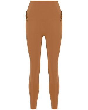 Yes Flâneuse Neutrals Lana Leggings With Tiny Side Ruffles Sugar Almond - Brown