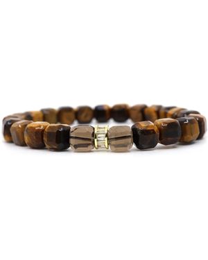 Shar Oke Tiger's Eye & Smoky Quartz Bracelet - Brown