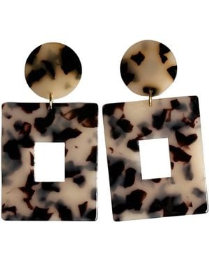 CLOSET REHAB Open Square Drop Earrings - Black