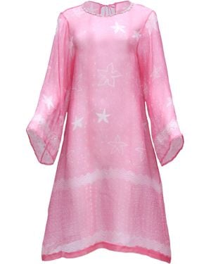 Tiger and the Monkey The Annemarie Sheer Handloomed Silk And Shibori Dress - Pink