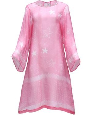 Tiger and the Monkey The Annemarie Sheer Handloomed Silk And Shibori Dress - Pink