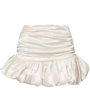 Amy Lynn Neutrals Bella Cream Satin Puffball Mini Skirt - White