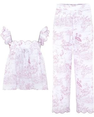 Love Letters X Toile Babydoll Long Pyjama Set - White