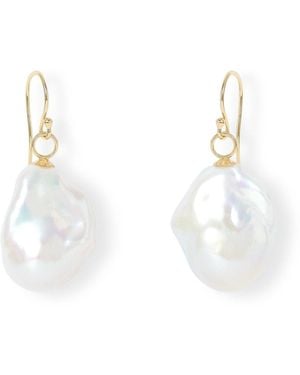 Pearls of the Orient Online Decus Large Baroque Cultured Freshwater Pearl Drop Earrings On Plated - White