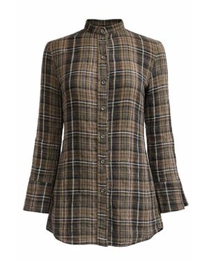 Conquista Classic Plaid Button-Front Shirt - Brown