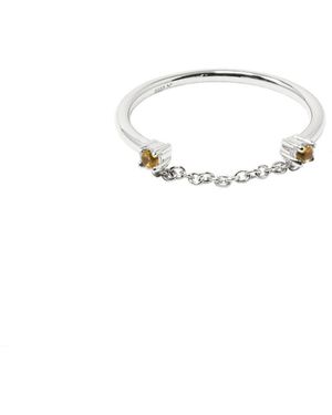 NASI SILVER Twogether Chain Ring- Citrine - White