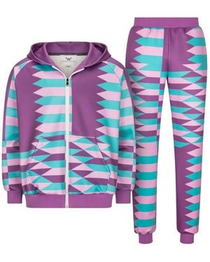 Ohema Ohene Co-Ord Kente Print Hooded Tracksuit - Blue