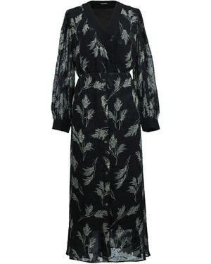 Smart and Joy Fit And Flare Muslin Printed Dress - Black