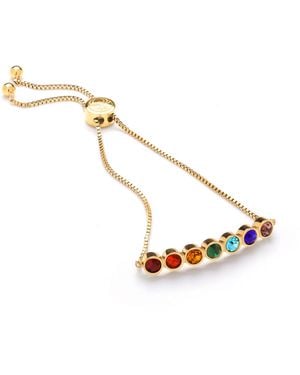 Seven Saints Seven Chakras Healing Stone Adjustable Bracelet, Over Stainless Steel - Metallic
