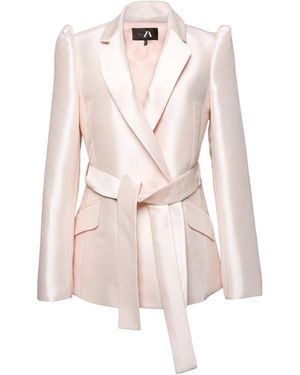 Madebyza Blush Tailored Blazer With Belted Waist - Pink