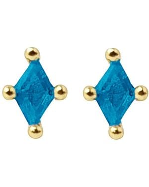 Sophelia Tiny Stud December Birthstone Diamond Shaped Earrings - Blue