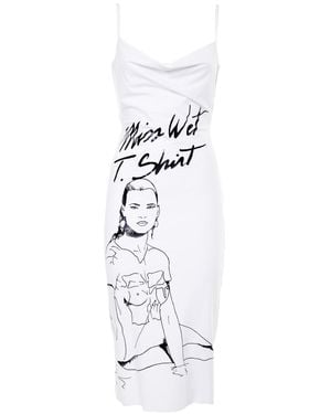 Brenda Agradi Printed Sleeveless Evening Sheath Dress - White