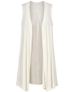 Conquista Neutrals Lightweight Open-Front Longline Cardigan - White