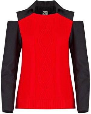 Boutique Kaotique Knitted Cutout Long Sleeve - Red