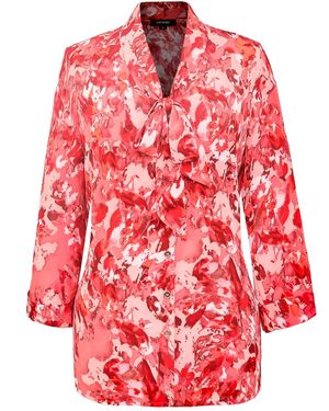 Smart and Joy Ascot-Tie Blouse And Abstract Print - Red