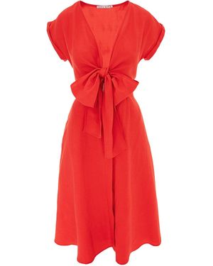 Noria Anis Aldabra Bow-Front Midi Shirtdress - Red