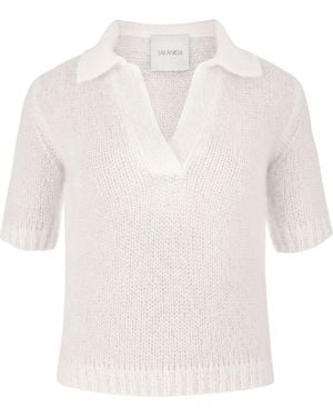 SALANIDA Melody Mohair Polo Top - White