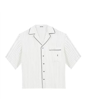 InAvati Pajama Shirt With Stripes And Short Sleeves - White