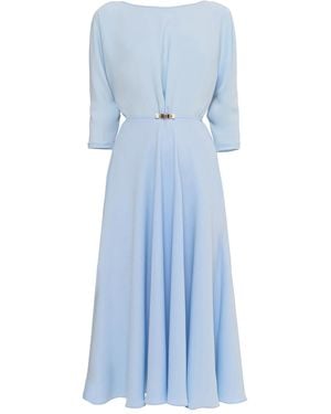 Nissa Pearl-Detail Crepe Midi Dress Baby - Blue