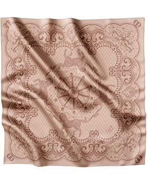 Lamberty Munich Horse Festivity Midi Silk Scarf Pastel - Natural