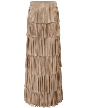 Smart and Joy Tiered Frill Mesh Skirt - Natural