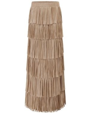 Smart and Joy Tiered Frill Mesh Skirt - Natural