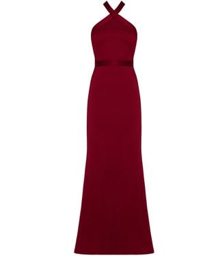 UNDRESS Gisel Halter Neck Long Evening Dress - Red