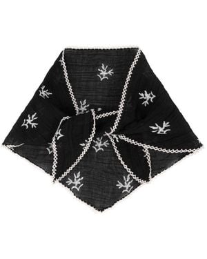 Saachi Embroidered Gauze Bandana - Black