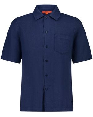 Maison Tangerine Deep Linen Short Sleeve Shirt For - Blue