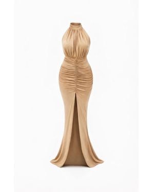 Monice London Selene Long Halter Dress - Natural