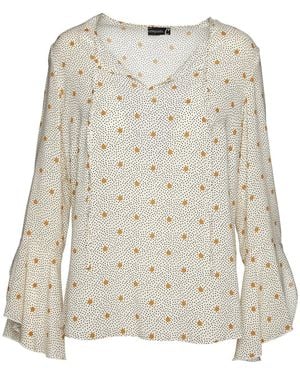 Conquista Neutrals Loose Fitting Print Top With Ties - White