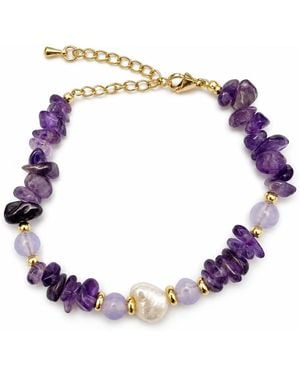 Angel Barocco Amethyst Chip & Baroque Pearl Bracelet - Purple