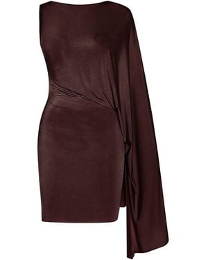 Khéla the Label Walk Away Cape Sleeve Mini Dress - Brown