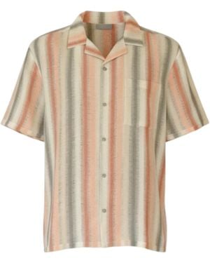 ORIGIN OF HEARTS Moani Pastel Stripe Hawaiian Cotton Shirt For Elevated Resort Wear - Natural