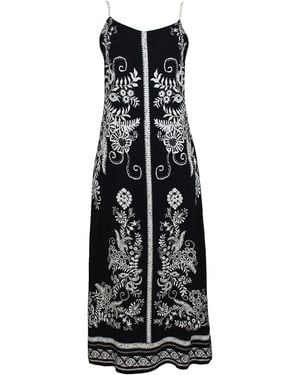 Lalipop Design And Floral Tapestry Midi Dress - Black