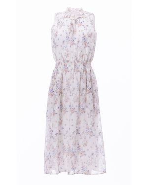 Carloslines Sleeveless Smocked Waist Tie Front Dress With Pockets - Purple