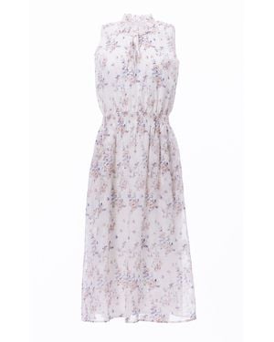 Carloslines Sleeveless Smocked Waist Tie Front Dress With Pockets - Purple
