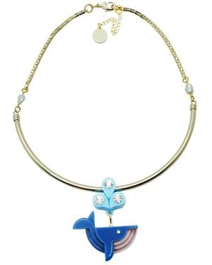 Gissa Bicalho Handmade Necklace Whale Hortensia - Blue