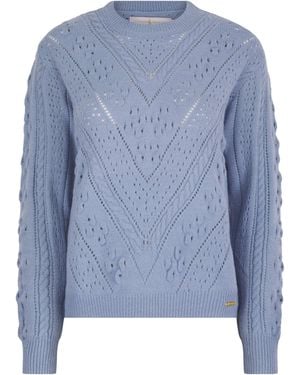Hortons England Newquay Pointelle Knit Sweater Powder - Blue